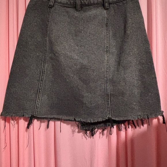 We The Free Black Frayed Asymmetrical Wrap Mini with Button Fly Closure. - Picture 5 of 5